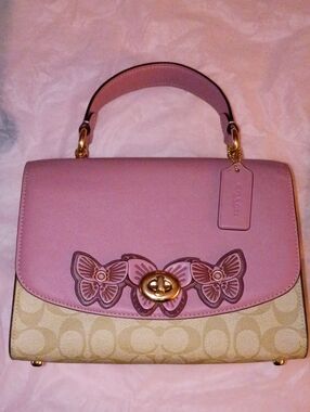 COACH Tilly Top-Handle Satchel in Signature Canvas with Butterfly Appliqué 2306